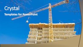  Presentation with high rise building - Slide deck enhanced with earthquake engineering - high-rise building under construction background and a  colored foreground