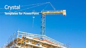  Presentation with high rise building - Theme having earthquake engineering - high-rise building under construction background and a  colored foreground