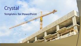  Presentation with high rise building - Presentation consisting of earthquake engineering - high-rise building under construction background and a  colored foreground