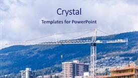  Presentation with high rise building - Colorful PPT theme enhanced with earthquake engineering - high-rise building under construction backdrop and a sky blue colored foreground