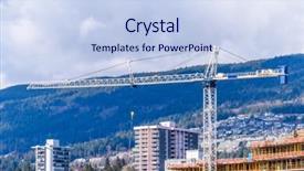  Presentation with high rise building - Beautiful presentation featuring earthquake engineering - high-rise building under construction backdrop and a sky blue colored foreground