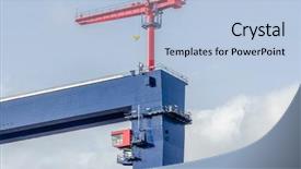  Presentation with sky blue - Presentation theme enhanced with earthquake engineering - site with cranes against blue background and a  colored foreground