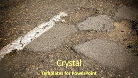  Presentation with asphalt road - Presentation theme featuring earthquake environment - destroyed asphalt road background and a violet colored foreground