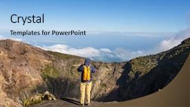  Presentation with central america - PPT layouts having earthquake environment - hike to irazu volcano background and a light blue colored foreground