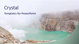  Presentation with sulfur - Cool new presentation theme with earthquake environment - panorama crater of volcano khava backdrop and a sky blue colored foreground