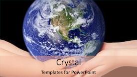  Presentation with black child - Audience pleasing slides consisting of earths atmosphere - child and woman holds earth backdrop and a coral colored foreground