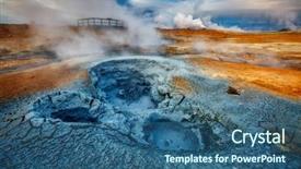  Presentation with geothermal - Presentation design with earths crust - ominous view geothermal area hverir background and a ocean colored foreground