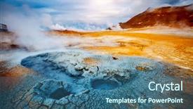  Presentation with geothermal - Slide deck enhanced with earths crust - ominous view geothermal area hverir background and a ocean colored foreground