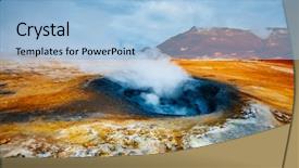  Presentation with earths crust - PPT theme having earths crust - ominous view geothermal area hverir background and a light blue colored foreground