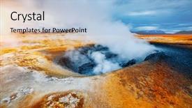  Presentation with geothermal - PPT theme with earths crust - ominous view geothermal area hverir background and a light blue colored foreground