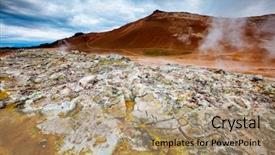  Presentation with geothermal - Audience pleasing presentation consisting of earths crust - ominous view geothermal area hverir backdrop and a coral colored foreground