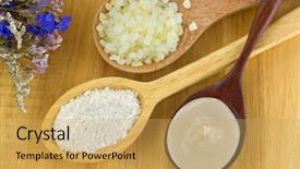  Presentation with beauty product - Theme having earthy - dried australian clay powder background and a yellow colored foreground