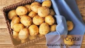  Presentation with earthy - Amazing PPT theme having earthy - wicker basket with young potatoes backdrop and a gold colored foreground