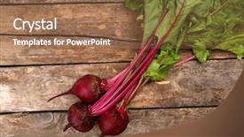  Presentation with wooden - Theme having earthy - young beets on wooden table background and a  colored foreground