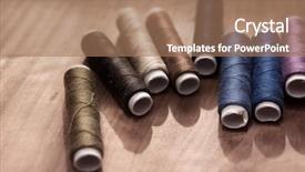  Presentation with earthy - Amazing PPT theme having earthy colored sewing threads backdrop and a coral colored foreground