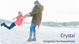  Presentation with fly - Theme featuring ease - child and father playing pretending background and a sky blue colored foreground