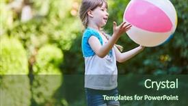  Presentation with game - Amazing slide set having ease - girl playing ball game backdrop and a tawny brown colored foreground