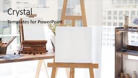  Presentation with canvas - PPT theme featuring easel with blank canvas background and a soft green colored foreground
