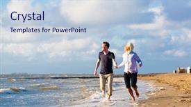  Presentation with romantic beach - PPT layouts enhanced with east coast - couple enjoying romantic sunset background and a lemonade colored foreground