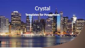  Presentation with brooklyn - Presentation theme consisting of east coast - lower manhattan viewed from brooklyn background and a ocean colored foreground