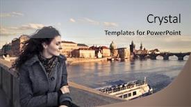  Presentation with city cds - Presentation theme featuring east europe - pretty tourist looking background and a light gray colored foreground