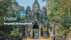  Presentation with cambodia - Amazing theme having east gate angkor thom cambodia backdrop and a ocean colored foreground