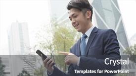  Presentation with mobile use - Slides consisting of east indian - business man use mobile phone background and a dark gray colored foreground