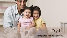  Presentation with father - Audience pleasing slide deck consisting of east indian - father is sitting backdrop and a coral colored foreground