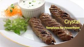  Presentation with kebab - Slide deck with industrial zone steel pipelines background and a coral colored foreground