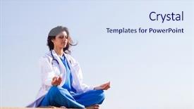  Presentation with meditation - PPT theme having east indian - health care concept young female background and a sky blue colored foreground