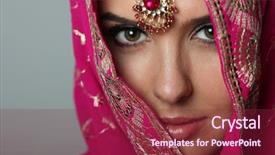  Presentation with indian woman - Amazing theme having east indian - young woman in sari backdrop and a violet colored foreground