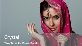  Presentation with indian woman - Beautiful slides featuring east indian - young woman in sari backdrop and a gray colored foreground