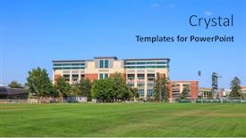  Presentation with university building - Presentation theme featuring east-lansing-mi-22-august background and a light gray colored foreground
