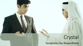  Presentation with arabic kids - Theme enhanced with east meets west - two arabic kids meeting background and a mint green colored foreground