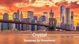  Presentation with brooklyn - Beautiful presentation theme featuring east river with brooklyn bridge backdrop and a coral colored foreground