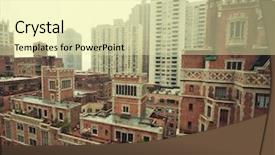  Presentation with apartment buildings - Slide set consisting of east west - new york city brownstone apartment background and a soft green colored foreground