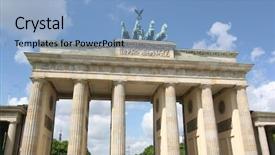  Presentation with west - Presentation theme with east west culture - branderburger tor with beautiful blue background and a light blue colored foreground