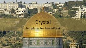  Presentation with religion dome of the al - Presentation theme consisting of east west culture - golden dome mosque in jerusalem background and a  colored foreground