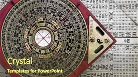  Presentation with feng shui - Beautiful PPT theme featuring east west culture - old chinese feng shui compass backdrop and a tawny brown colored foreground