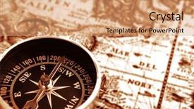  Presentation with vintage compass - Presentation having east west culture - old-fashioned compass on vintage map background and a  colored foreground