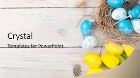  Presentation with yellow wood - Amazing presentation design having easter background with colorful eggs backdrop and a sky blue colored foreground
