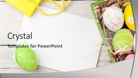 Presentation with yellow wood - Colorful PPT theme enhanced with easter background with colorful eggs backdrop and a white colored foreground