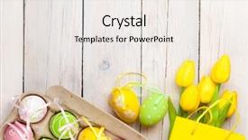  Presentation with yellow wood - Cool new PPT theme with easter background with colorful eggs backdrop and a sky blue colored foreground