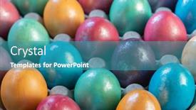  Presentation with purple green - Colorful PPT layouts enhanced with easter-background-with-hand-painted backdrop and a teal colored foreground