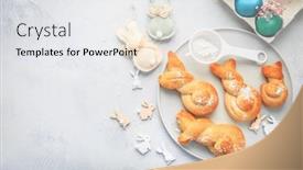  Presentation with yeast - Presentation theme with easter-baking-buns-made background and a sky blue colored foreground