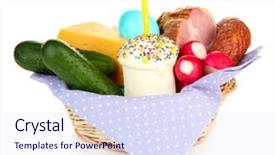  Presentation with easter basket - Slides with easter basket conceptual photo of traditional easter food in wicker basket isolated on white background and a sky blue colored foreground