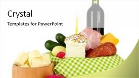  Presentation with easter basket - PPT theme having easter basket conceptual photo of traditional easter food in wicker basket isolated on white background and a white colored foreground