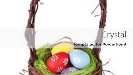  Presentation with easter basket - PPT theme enhanced with local slovenian dessert sweet potica with wallnuts and raisins background and a red colored foreground