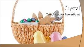  Presentation with easter basket - Presentation theme with easter basket with eggs and gifts on white background background and a white colored foreground
