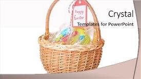 Presentation with easter basket - Theme enhanced with easter basket with sweets presents background and a  colored foreground